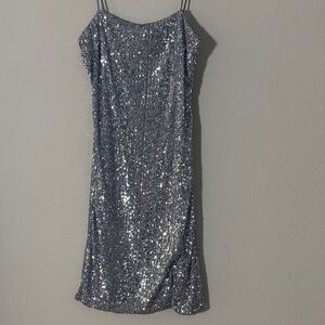 Glamorous Silver Sequin Mini Dress